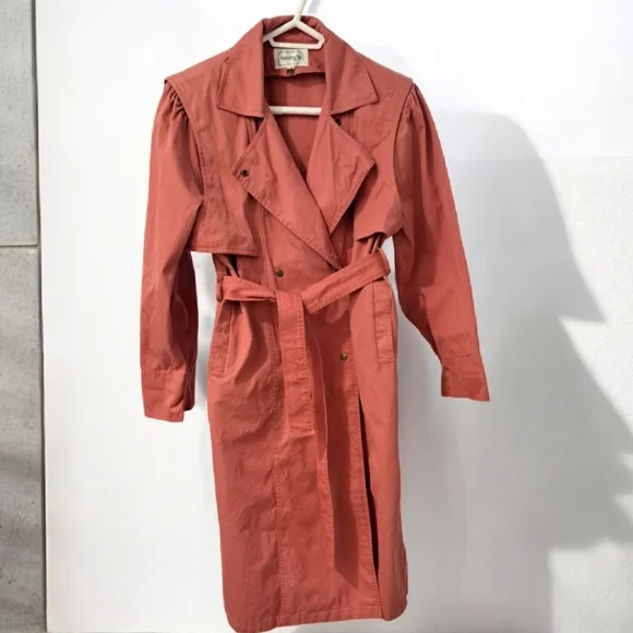 'London Fog' Style Coral Trench Coat 🌹🧥 - Picture 1 of 6